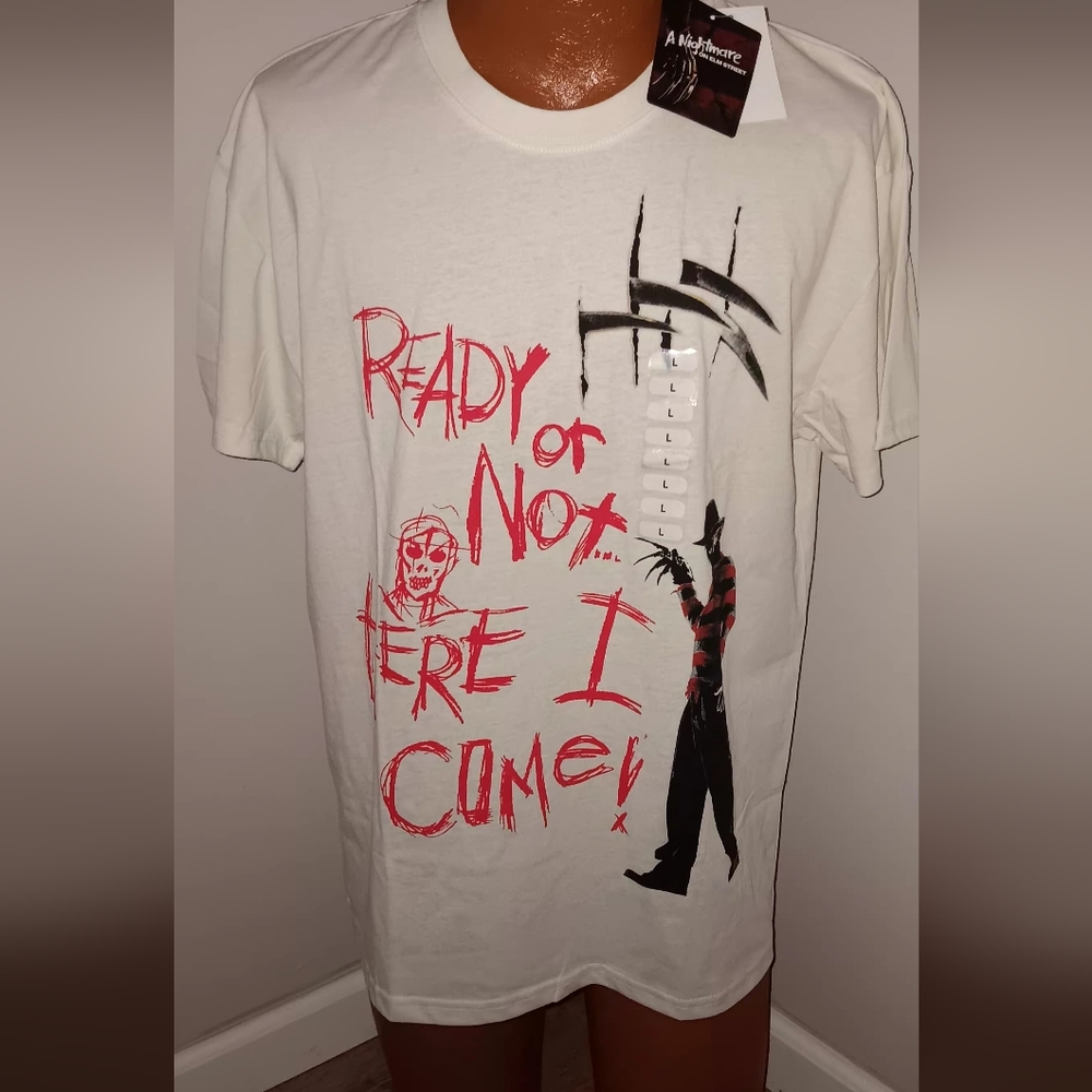 Freddy White Graphic Tee with Red and Black Design
